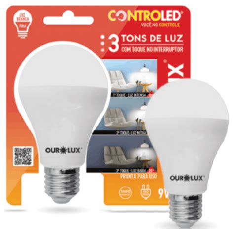 Lâmpada Led Bulbo Controle 9W Tonz Luz OUROLUX 20490