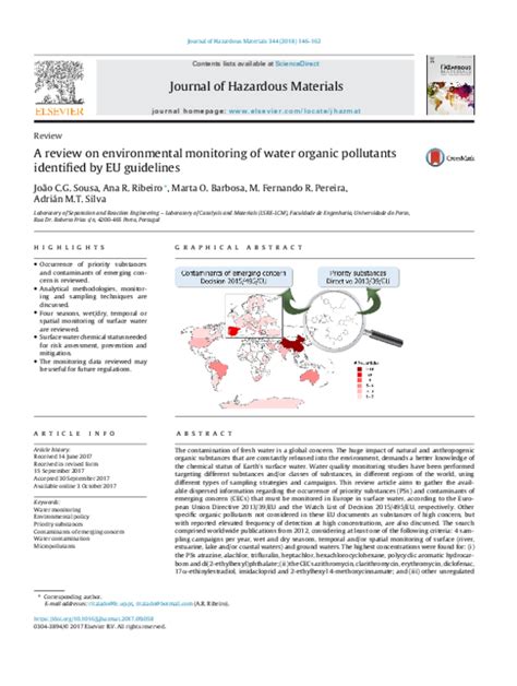 Pdf A Review On Environmental Monitoring Of Water Organic Pollutants