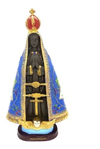 Escultura Nossa Senhora De Aparecida Manto Trabalhado 32 Cm