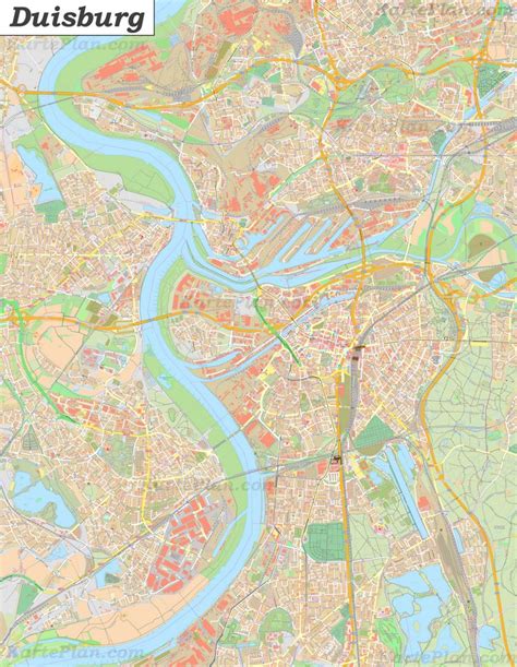 Große detaillierte stadtplan von Duisburg