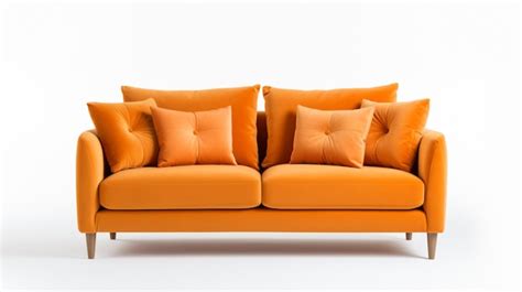 Premium AI Image | a couch with orange pillows on it