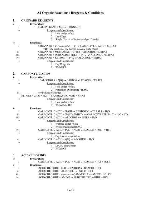 A2 Chemistry Organic Reactions Pdf