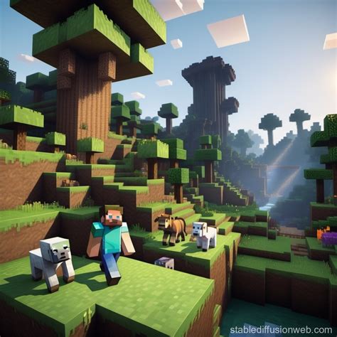 Realistic Minecraft Like Game Scenes Image Stable Diffusion Online