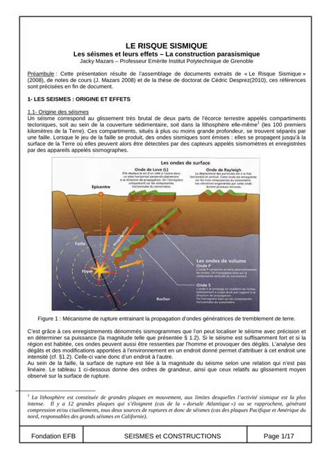 Pdf Le Risque Sismique Les S Ismes Et Leurs Effets