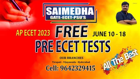 Ap Ecet Ii Free Pre Ecet Tests Ii Ii Saimedha Youtube