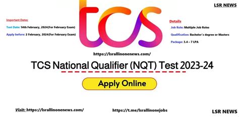 Tcs Nqt National Qualifier Test Apply Before Feb