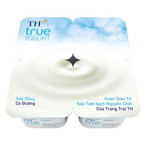 Sữa chua TH true Yogurt có đường 100g vỉ 4 hộp giá tốt