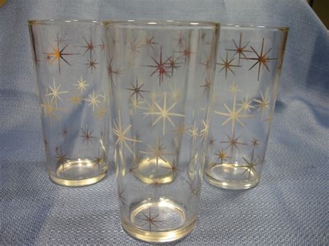 Vintage Atomic Starburst Glasses Tumblers By Rosearborvintage