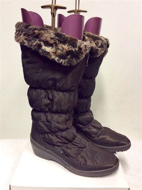 Pavers Brown Faux Fur Lined Zip Up Snow Boots Size 639 Ebay