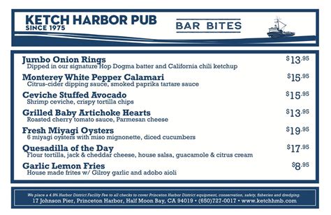 Menus | KETCH | Half Moon Bay