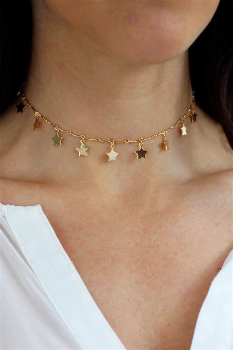 Gold Crystal Choker Necklace Gold Choker Fancy Choker Diamond Choker Boho Jewelry Layering