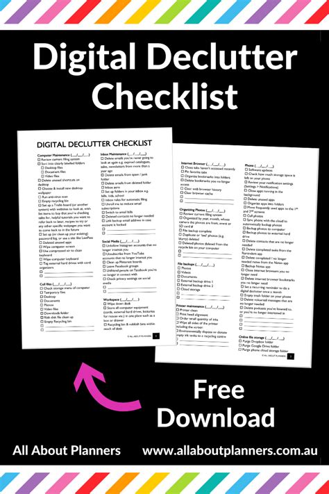 Digital Declutter Checklist Free Printable To Organize Your Computer