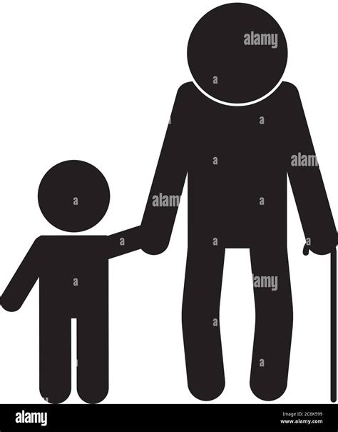 Gro Vater Und Enkel Avatar Silhouette Stil Icon Design Familie