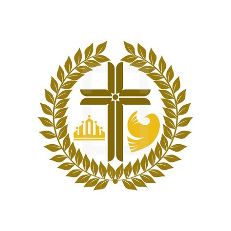 Cross Olive Branch Dove Crown — Design Element — Lightstock