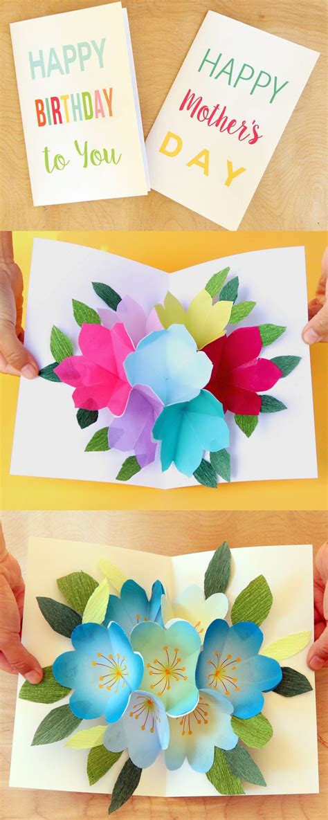 Free Printable Happy Birthday Card with Pop Up Bouquet - A Piece Of Rainbow