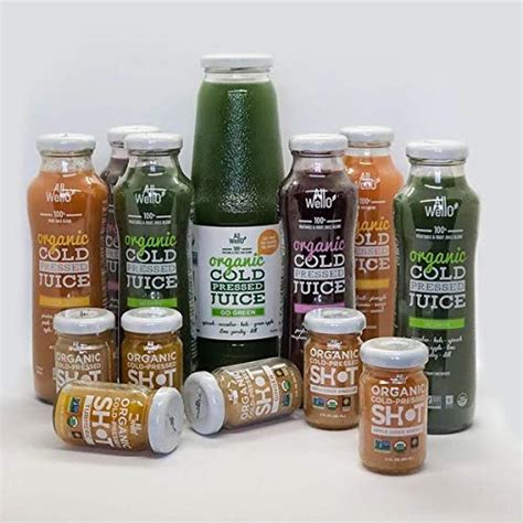 Allwello Mix Of Organic Cold Pressed Juice Drinks With Real Fruits And