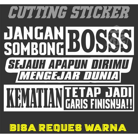 Jual Sticker Kata Kata Jangan Sombong Bos Kaca Samping Custom