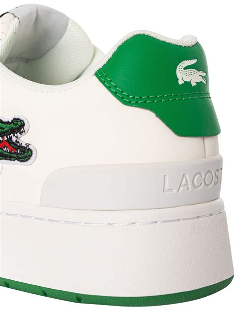 Lacoste Ace Clip Sma Leather Trainers White Green Standout