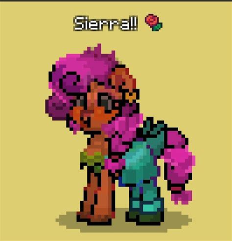 An Old School Pixel Art Style Pony With Pink Hair And Glasses Holding