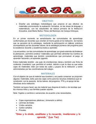 Propuesta Centros De Aprendizaje Para Jugar En El Aula Pdf