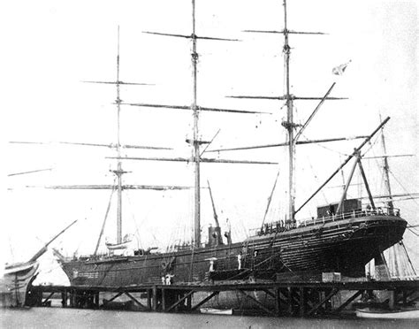 An Old Black And White Photo Of A Large Ship