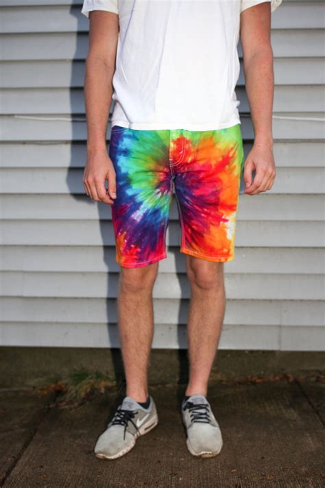 Tie Dye Mens Jean Shorts Tie Dye Rainbow Shorts Etsy