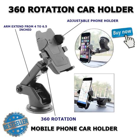 Toyota Avanza 360 Rotation Mobile Phone Car Holderlong Neck One Touch