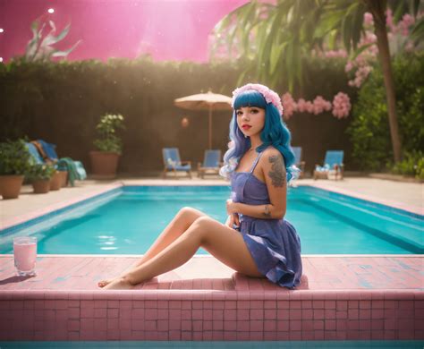 Lexica Melanie Martinez Sitting At Pool Ultra Realistic Lighting