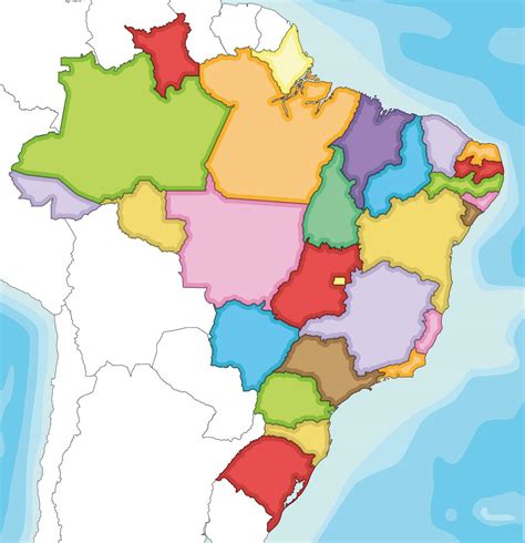 Vector Illustrated Blank Map Of Brazil With States And Administrative