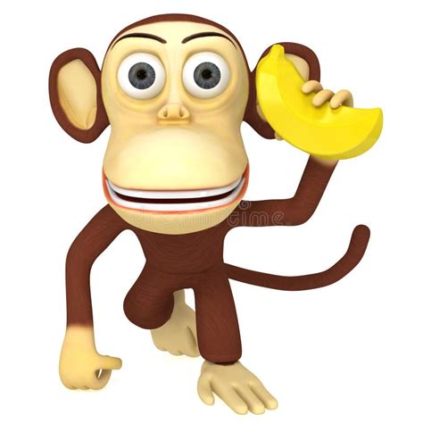 3d Funny Monkey With Banana Stock Illustration Illustration Of