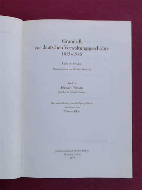 Grundriß Grundriss zur deutschen Verwaltungsgeschichte 1815 1945