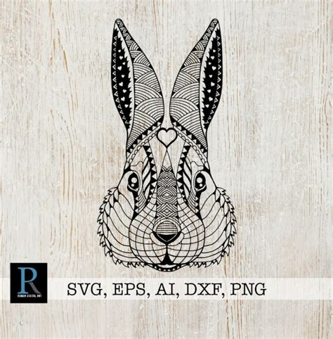 Zentangle Rabbit Svg Mandala Rabbit Svg Single Layered Etsy