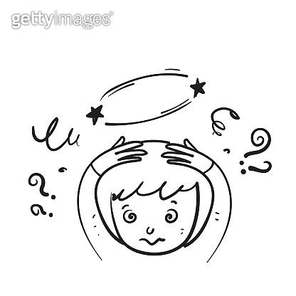 Hand Drawn Doodle Person Confused And Dizzy Illustration Vector