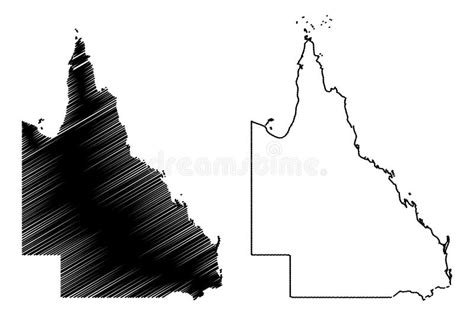 Vector Del Mapa De Queensland Ilustraci N Del Vector Ilustraci N De