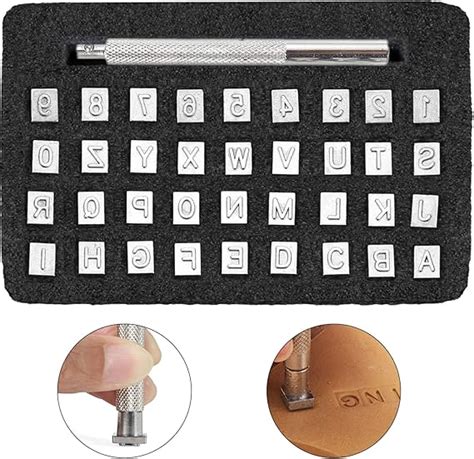 LQKYWNA Tampon Lettres 37pcs Lettre Punch Kit Gaufrage En Cuir De L