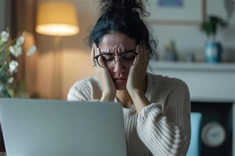 Mulher Latina Exausta Tirando Culos E Esfregando A Ponte Do Nariz Fazendo Uma Pausa No Trabalho