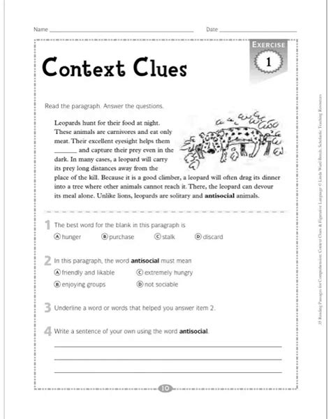 Context Clues Activities Reading Comprehension Passages And Questions