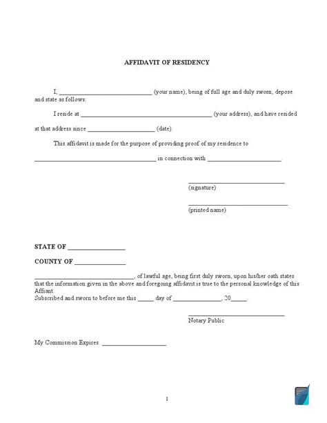 Affidavit Residency Form Fill Out And Sign Printable Pdf Template