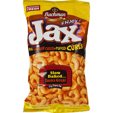 Bachman Jax Real Cheddar Cheese Puffed Curls 6 Oz Bag 3 Bags