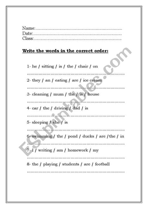 Write The Words In The Correct Order To Make A Sentence ESL