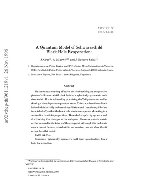 (PDF) A quantum model of Schwarzschild black hole evaporation