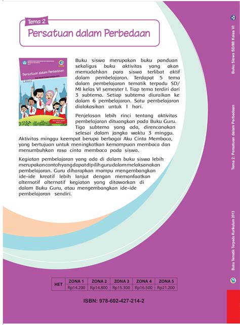 Buku Siswa Kelas 6 Tema 2 Revisi 2018 Persatuan Dalam Perbedaan SD