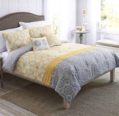 Yellow And Gray Medallion 5 Piece Bedding Comforter Set From Better