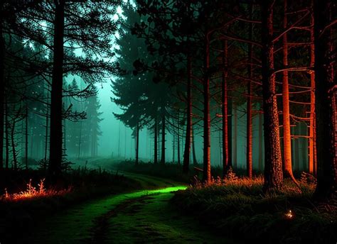 Premium AI Image | night forest landscape