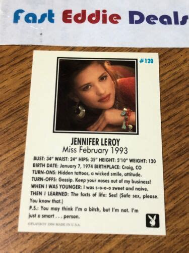 Playboy 1994 Jennifer Leroy Collector Card 120 Miss February 1993 Near Mint Ebay