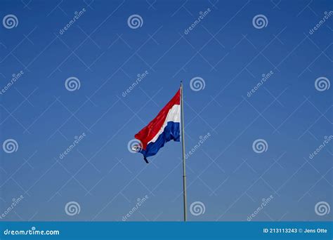 Giant Flag Of Paraguay Waving In The Wind At The Cerro Cora National