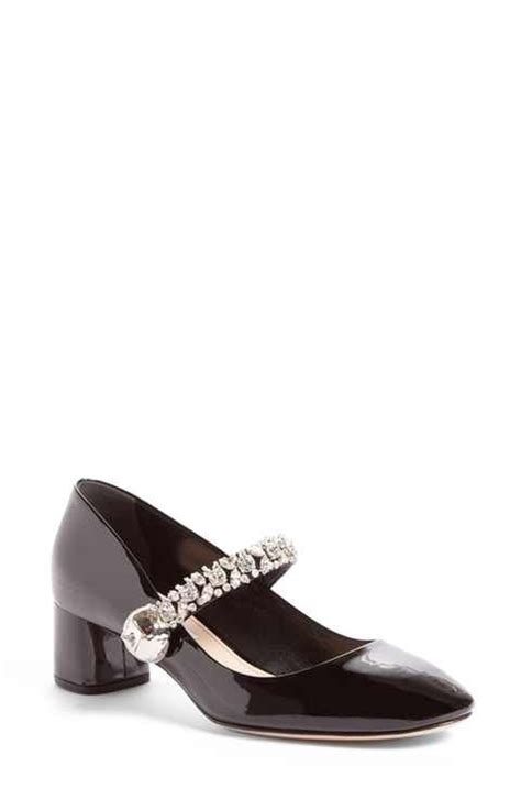 Miu Miu Crystal Studded Mary Jane Pump Women Mary Jane Pumps Mary