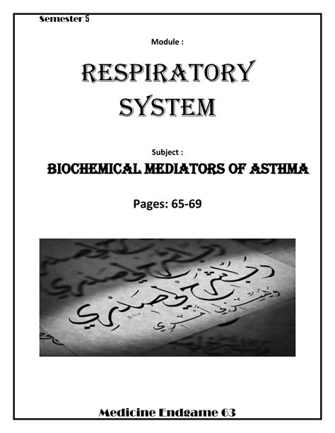 Biochemical Mediators Of Asthma Module Respiratory System Subject