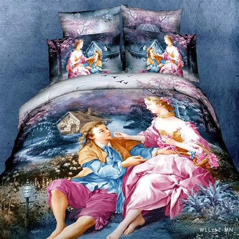 100 Cotton Unique 3d Oil Painting Bedding Sets Duvet Quilt Comforter Cover Full Queen King Size