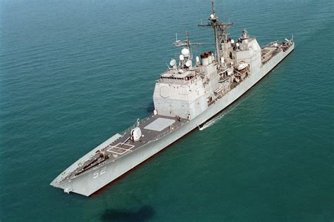 A Starboard Bow View Of The Guided Missile Cruiser Uss Bunker Hill Cg